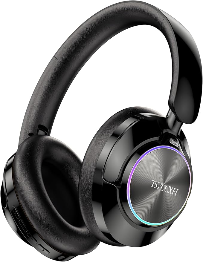 Noise Cancelling Over Ear Wireless Bluetooth Headphones with Microphone, 65h Playtime, Clear Calls, Comfort Fit for Travel (Black)