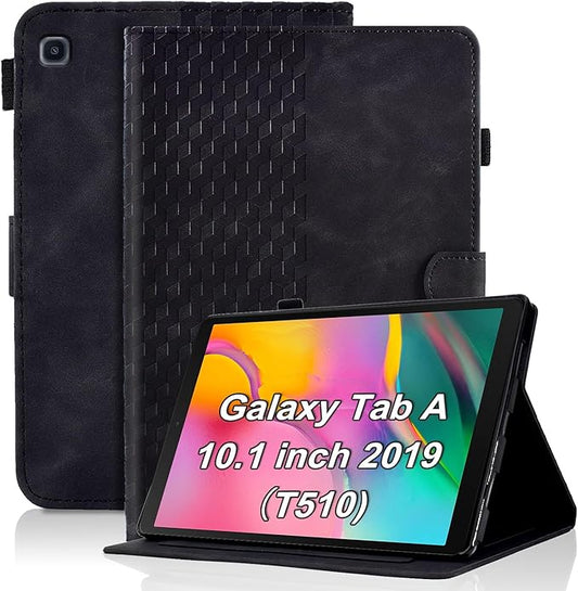Case for Samsung Galaxy Tab A 10.1 2019 Model SM-T510/T515/T517 Magnetic Shell Foldable Cover with Card Holder Multi-Angle Galaxy Tab T510,Black