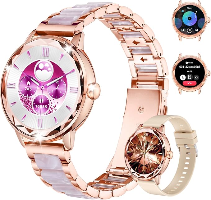 Smart Watch for Women with Make/Answer Call, 1.2" Adjustable Fitness Watch with Heart Rate Sleep Monitor Female Cycle and 100+ Sports Modes for iOS Android