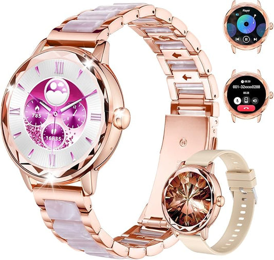 Smart Watch for Women with Make/Answer Call, 1.2" Adjustable Fitness Watch with Heart Rate Sleep Monitor Female Cycle and 100+ Sports Modes for iOS Android