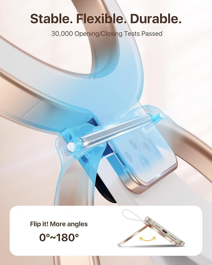 andobil [2025 Unrivaled Stability] Magnetic Phone Grip Holder for MagSafe Ring Stand Holder Kickstand Compatible with MagSafe Accessories for iPhone 17 Air 16 Pro Max Plus 15/14/13/12&Android,Rosegold