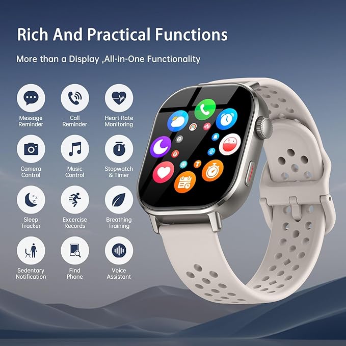 Smart Watch Answer/Make Call, GPS Smartwatch for Men Women, 2.06"HD AMOLED Display Compass, 5ATM Water-Resistance, Heart Rate/Sleep Monitor/Stress,110+ Sport Mode, Running Watch for Android/iOS White