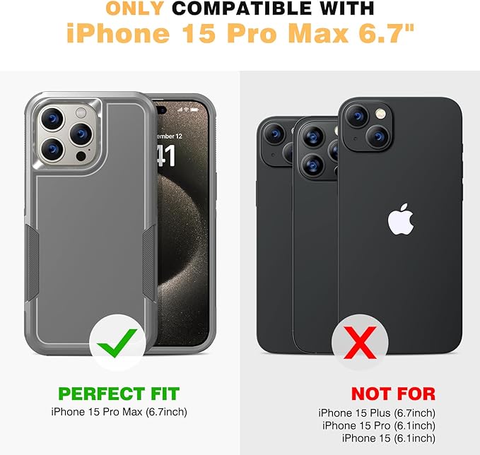 Diaclara Designed for iPhone 15 Pro Max Case, [with Privacy Screen Protector] [Anti Spy] [Military Grade Drop Protection] Heavy Duty Full-Body Shockproof Phone Case, Natural Titanium