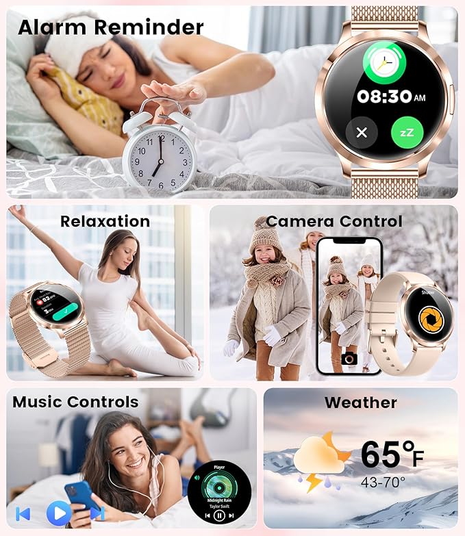 SUNKTA Smart Watch for Women(Dial/Answer Call), 1.32" AMOLED HD Display, 100+ Sports Mode Fitness Tracker Watch, 5ATM Waterproof/IP68/Sleep Smartwatch Women, iOS Android Smart Watches for Women