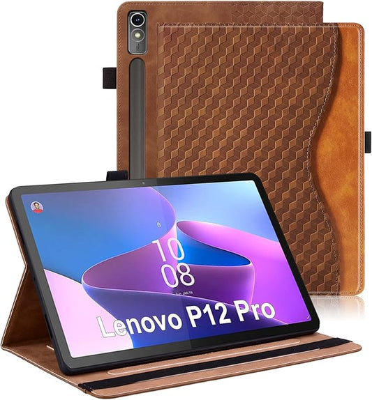 Case for Lenovo Xiaoxin Pad Pro 12.7" 2025 Retro Folio Cover for Xiaoxin Pad Pro 12.7 inch with Hand Strap,Multi-Angle Stand Cover PU Leather with Card Pocket,Brown