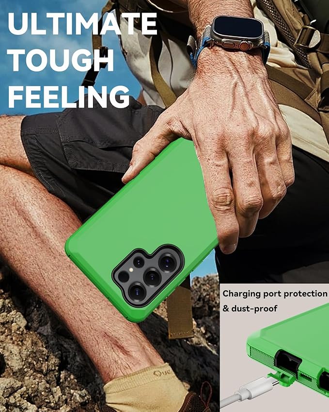 for Samsung Galaxy S25 Ultra Case, Full Body Rugged Military Drop Protection Bumper Heavy Duty Shockproof Anti-Scratch Protective Cover Phone Case for Galaxy S25 Ultra 5G (Green & Black)