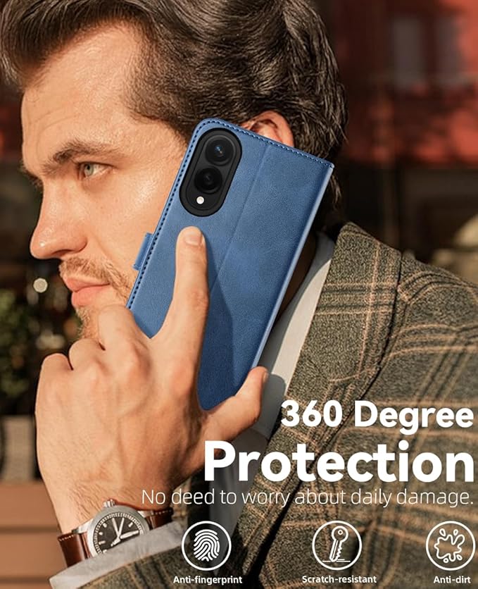 OCASE Compatible with Galaxy S25 Edge Wallet Case, PU Leather Flip Folio Case with Card Holders RFID Blocking Kickstand [Shockproof TPU Inner Shell] Protective Phone Cover 2025, Light Blue