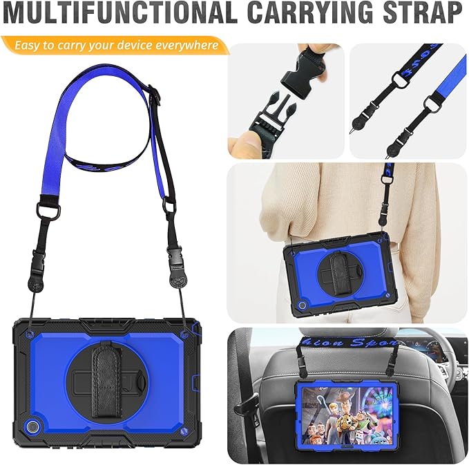 HXCASEAC Case for Samsung Galaxy Tab S6 Lite 10.4 inch, Protective with Screen Protector/Hand Strap/S Pen Holder, Shockproof S6 Lite Tablet Case 2024/2022/2020 SM-P610 SM-P613 SM-P620 - Blue