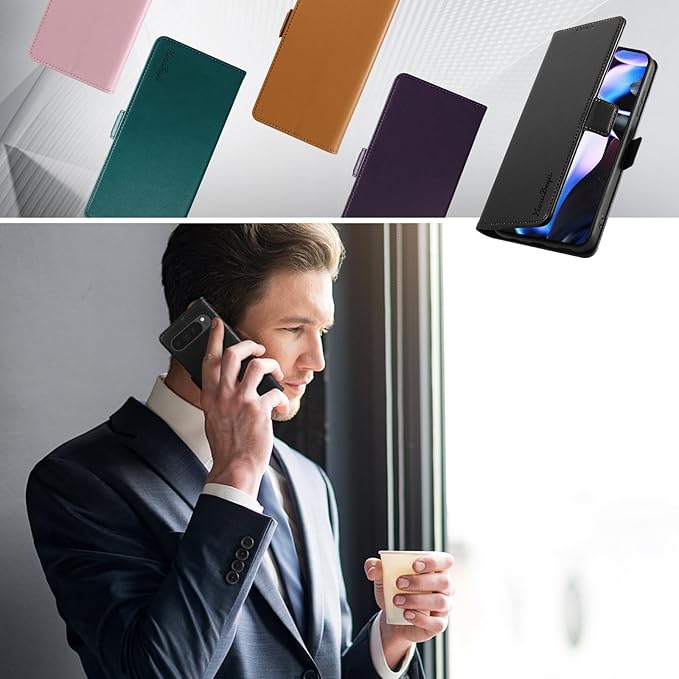 Wallet Flip Case for Google Pixel 9 Pro XL - [RFID Blocking] Luxury PU Leather Card Holder Magnetic Phone Cover with Kickstand,Shockproof Protective Case,Black