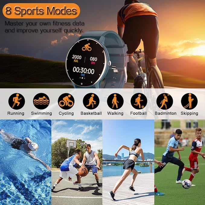 0.3inch Ultra Thin Smart Watch Fitness Tracker Pedometer with Heart Rate, Blood Pressure, Blood Oxygen and Sleep Monitoring Functions, Support Message Synchronization, Multiple OSD Languages