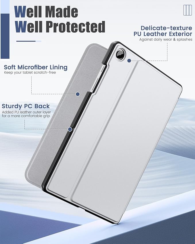 MoKo Case for Samsung Galaxy Tab A9 Plus 11-Inch 2023, Multi-Angle Viewing Slim Hard Back Shell Protective Cover Case with Auto Wake/Sleep for Galaxy Tab A9+ Tablet SM-X210/SM-X216/SM-X218, Silver