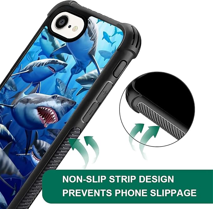 Compatible with iPhone 16e Case,Shark Clan Phone Cover for Men/Women,Soft TPU Anti-Skid Thread and Four Corner Anti-Collision Protection Case Compatible with iPhone 16e 6.1inch