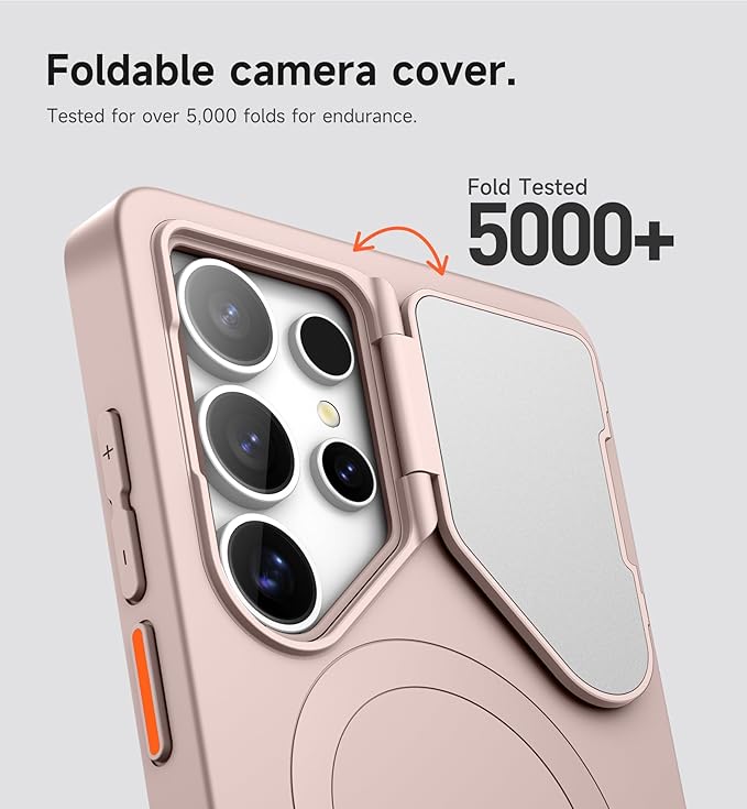 SURITCH for Samsung Galaxy S25 Ultra Phone Case, Magnetic Protective Cover with Camera Cover & Adjustable Metal Kickstand for Galaxy S25 Ultra (2025)-Sakura Pink