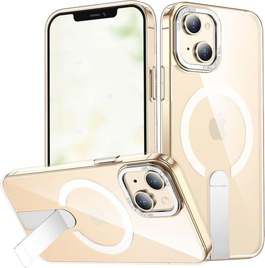 for iPhone 13 Case with Kickstand, [Invisible Stand] Compatible with MagSafe, Anti-Slip Shockproof Military-Grade Protection, Magnetic Slim Phone Case for iPhone 13 Cover (Clear)
