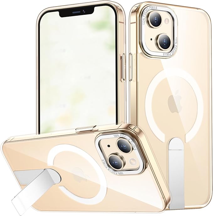 for iPhone 14 Case Compatible with Magsafe, Built-in Invisible Stand [Military Drop Protection] Strong Magnetic Shockproof Slim Protective Phone Case Cover for iPhone 14 6.1 (Clear)