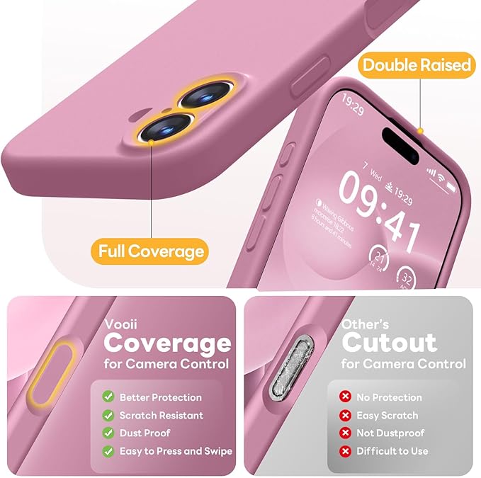 Vooii Magnetic Compatible with iPhone 17 Case (Compatible with Magsafe) (Upgraded Camera Protection) Liquid Silicone Shockproof Full Body Protective Phone Cover for Women Men, Lavender Purple, 6.3"