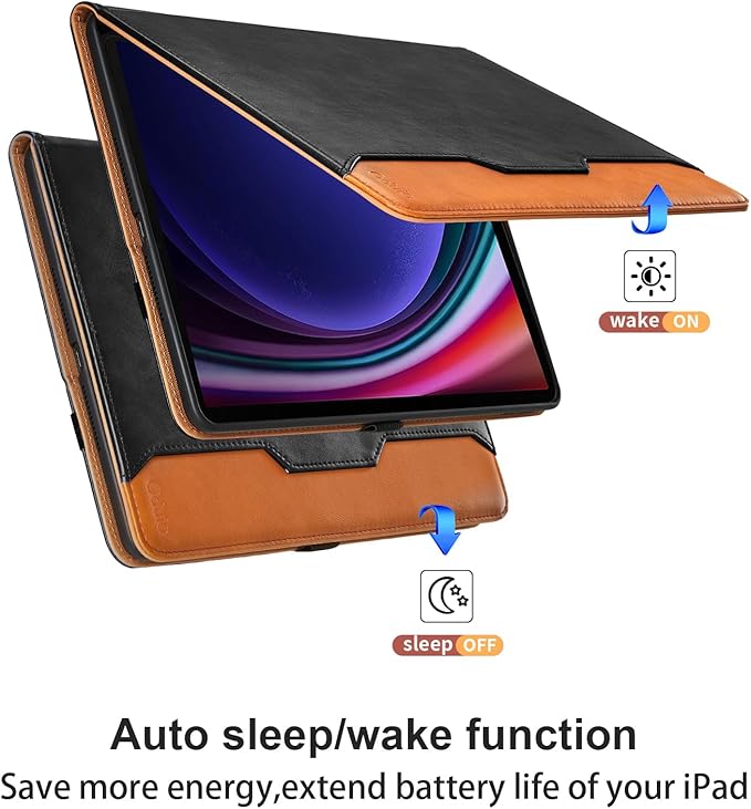 Case for Samsung Galaxy Tab S10 Lite/ S10 FE/ S9 FE 10.9 Inch/ S9 11 Inch, PU Leather Folio Case with S Pen Holder and Pocket, Auto Wake/Sleep Smart Tablet Cover, Black