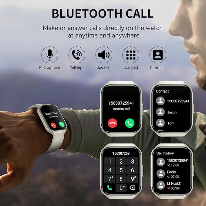 Smart Watch, 1.96" HD Smartwatches for Men Women, (Answer/Make Calls), IP68 Waterproof Fitness Watch, Heart Rate/Sleep/SpO2 Monitor, Fitness Tracker with 113+ Sport Modes, for iOS/Android (White)