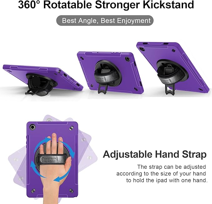 Case for Galaxy Tab A9 Plus 5G 2023: Heavy Duty TPU Cover for Samsung Tablet A9+ 11 Inch with Screen Protector- Stand - Handle - Shoulder Strap -S-Pen Holder- Purple