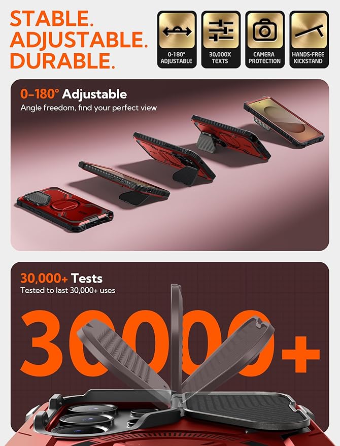 i-Blason Armorbox for Samsung Galaxy S25 Ultra Case MagSafe with Camera Cover Stand [Military Protection] Full-Body Heavy Duty Magnetic Phone Case with Screen Protector for S25 Ultra 6.9 inch, Red