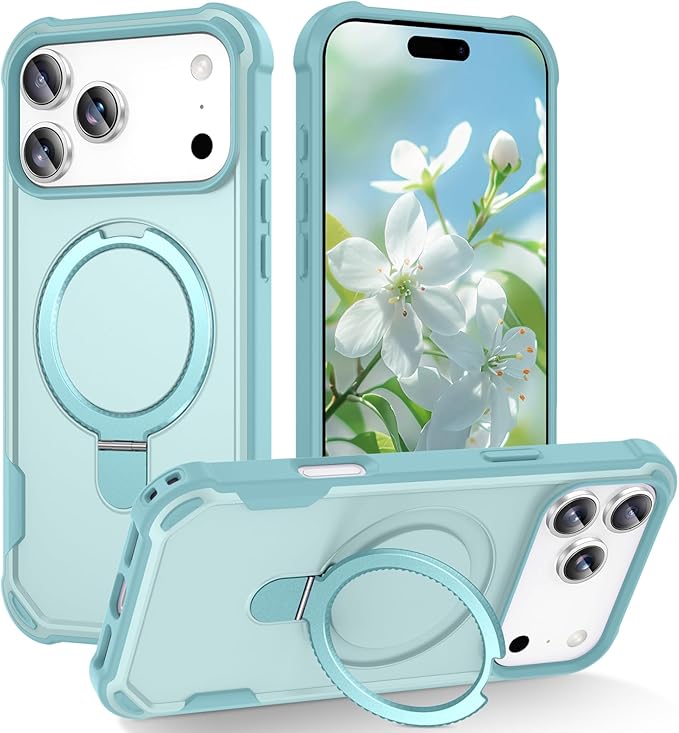 Compatible with iPhone 17 Pro Max Case with Invisible Magnetic Ring Stand [Compatible with Magnetic] [Military Drop Protection] Shockproof Slim Hard Back Soft Edge Case 6.9 Inch, Blue