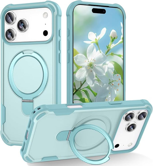 Compatible with iPhone 17 Pro Max Case with Invisible Magnetic Ring Stand [Compatible with Magnetic] [Military Drop Protection] Shockproof Slim Hard Back Soft Edge Case 6.9 Inch, Blue