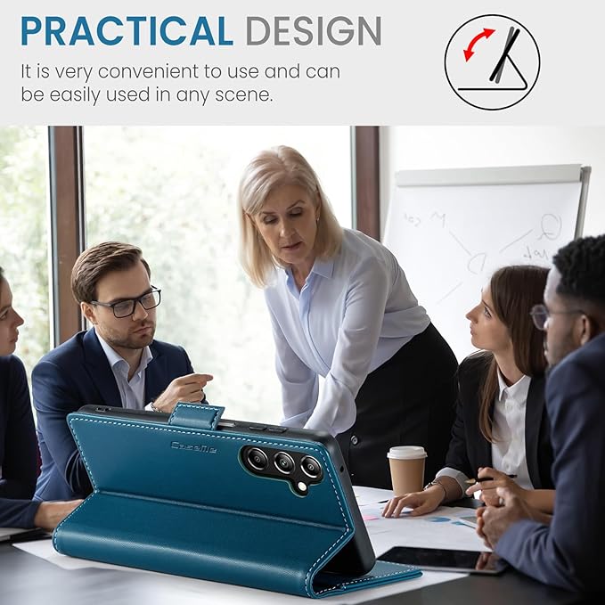 for Samsung Galaxy A16 5G/4G Case, Premium PU Leather Wallet Case Flip Cover with [RFID Blocking][Card Holder][Stand Function] Shockproof Protective for Samsung Galaxy A16, Blue