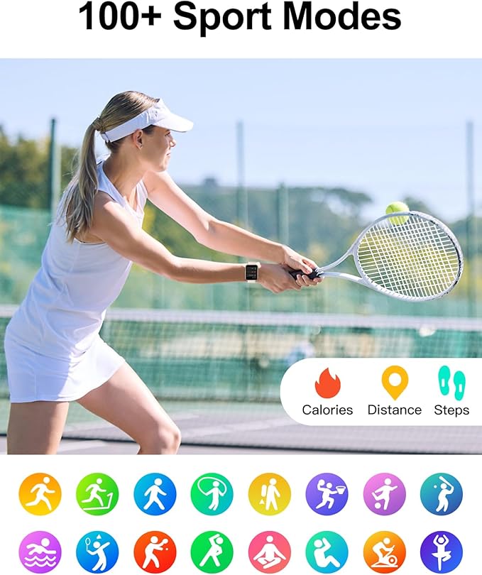 Smart Watch (Answer/Make Calls), 1.85" Smart Watches for Men Women Digital Watch Fitness Tracker with 100+ Sport Modes Heart Rate Monitor for iOS Android Phones Waterproof Milky White