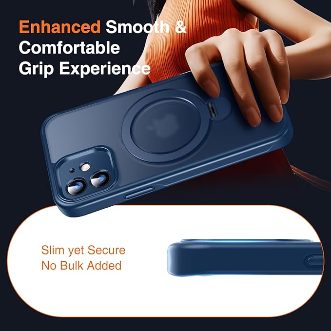 360° O-Ring MagStander for iPhone 12 Case, iPhone 12 Pro Case with Magnetic Stand Ring Holder [Compatible with MagSafe] [Military Shockproof] Kickstand iPhone 12/12 Pro Phone Cover Blue