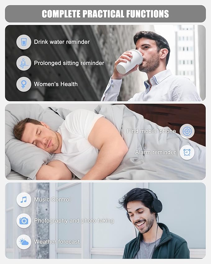 Fitness Tracker, Smart Watch for Women Men with 24/7 Heart Rate/Blood Pressure/Blood Oxygen Monitor,Sleep Tracker,Step & Calorie Counter, IP68 Waterproof Fitness Watches Compatible with Android&iPhone