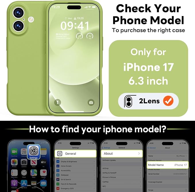 Vooii Magnetic Compatible with iPhone 17 Case (Compatible with Magsafe) (Upgraded Camera Protection) Liquid Silicone Shockproof Full Body Protective Phone Cover for Women Men, Cedar Green, 6.3"