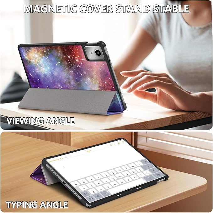 Case Compatible with Lenovo Tab M11 2023 TB-330FU / Lenovo Xiaoxin Pad 2024 TB-331FC 11 Inch Tablet,Slim Lightweight Trifold PC Cover with Auto Wake/Sleep Function,Galaxy