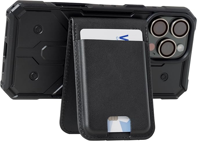 URBAN ARMOR GEAR UAG Slim Wallet PU Vegan Leather Black 5 Cards Holder with Kickstand, Metropolis Magnetic Wallet Compatible with MagSafe for iPhone, Galaxy