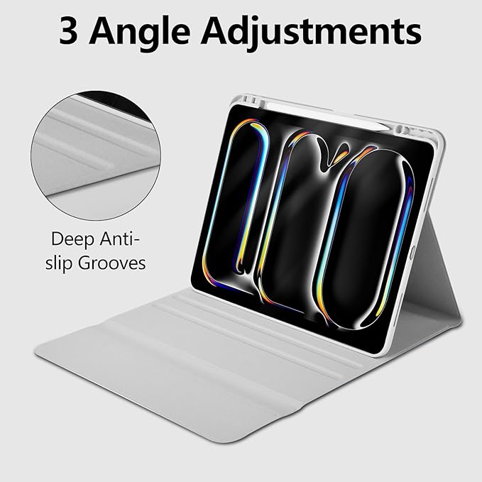 aMZCaSE for iPad Pro 13 inch Case with Keyboard (M4, 2024), iPad Pro 13 Keyboard with Magnetic Detachable Folio Slim Cover, Smart Sleep/Wake, Pencil Holder, Gray