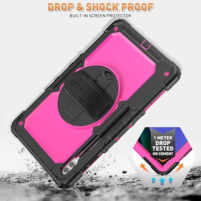 Timecity Case for Samsung Galaxy Tab S10 Ultra/ S9 Ultra/ S8 Ultra Tablet Case 14.6''- Heavy Duty Protective Cover with Screen Protector, Stand, Shoulder Strap & S Pen Holder | Kids-Friendly, Red