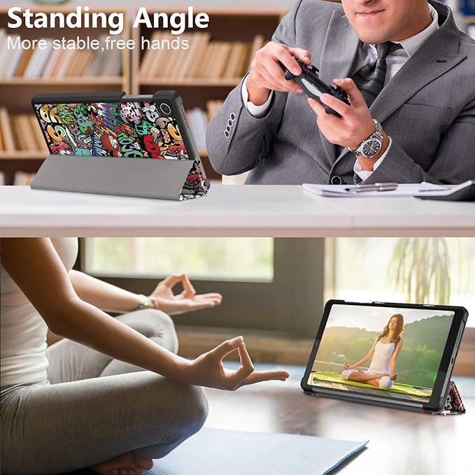 Case for Lenovo Tab M8 4th Gen 2023, Folding Folio Ultra-Thin PU Leather Stand Case Cover for Lenovo Tab M8 4th Gen TB-300FU Graffiti