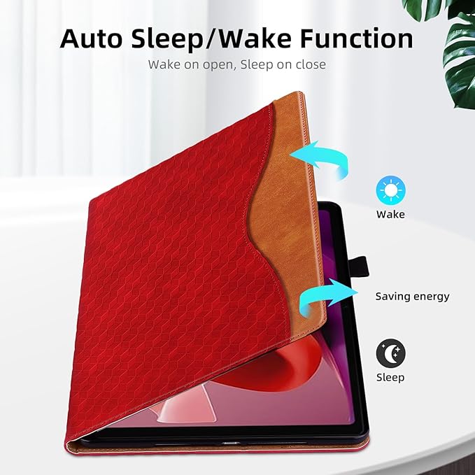 Case for Lenovo Xiaoxin Pad Pro 12.7" 2025 Retro Folio Shell for Xiaoxin Pad Pro 12.7 inch Multi-Angle Stand Cover PU Leather with Card Pocket,Red