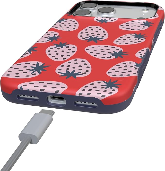 Casely iPhone 17 Pro Case | I'd Pick You | Red Strawberry | Compatible with MagSafe | Bold Protective Design