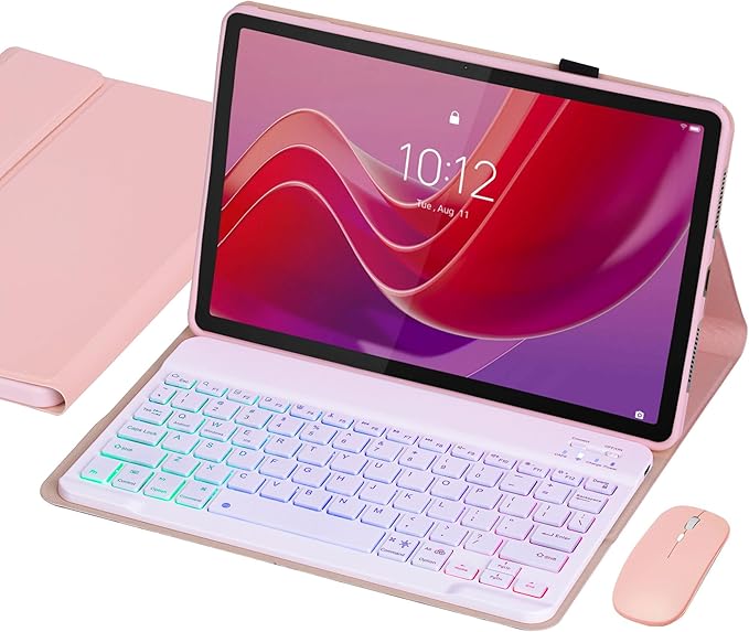 Keyboard Case for Lenovo Tab M11/Tab K11 LTE 2024 11 Inch TB330FU/TB330XU, Backlit Wireless Bluetooth Keyboard with Mouse, Slim Protective Cover & Multi-Angles Viewing Stand(Pink)