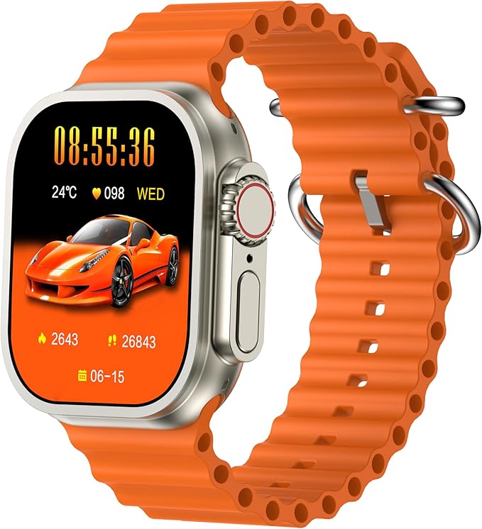 Generic Marvin X 2024 Smart Watch, 2.2-inch Display, 49mm Case, Exercise/Sleep Tracking, Water Resistant, iOS/Android Compatible, Orange