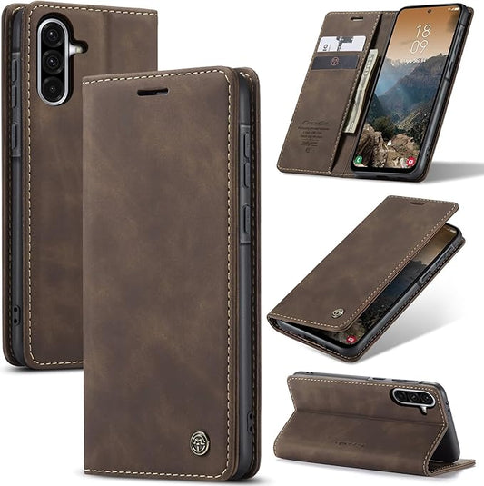 for Samsung Galaxy A36 Case, Flip Wallet Leather Case with Card Holder Magnetic Closure Shockproof Kickstand Protective Phone Cases Cover for Galaxy A36, Coffee