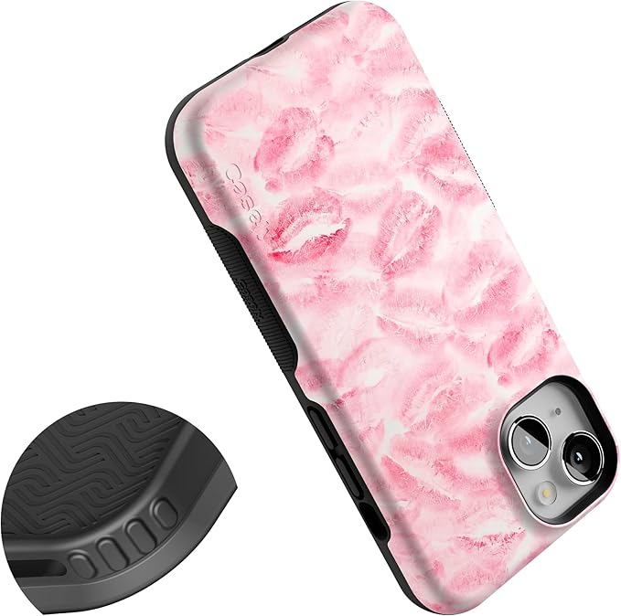 Casely iPhone 14 Case | Sealed with a Kiss | Pink Lipstick | Compatible with MagSafe | Bold Protective Design