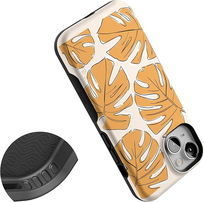 Casely iPhone 14 Case | Island Time | Tropical Leaves Floral | Compatible with MagSafe | Bold Protective Design