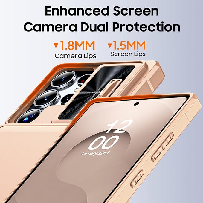 for Samsung Galaxy S25 Ultra Case Wallet with RFID [Cards Holder][Camera Cover][Edge Raised] Full Body Shockproof Silicone Protective Phone Case for Galaxy S25 Ultra 6.9" 2025 (Champagne Gold)