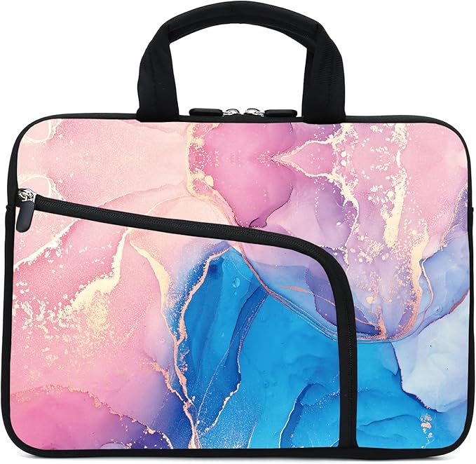 Marble Neoprene Laptop Case - 11.6" to 12.2" Fits MacBook Air, Samsung, Acer, HP, DELL - Two Pockets, Handle, Ultrabook & Chromebook Sleeve