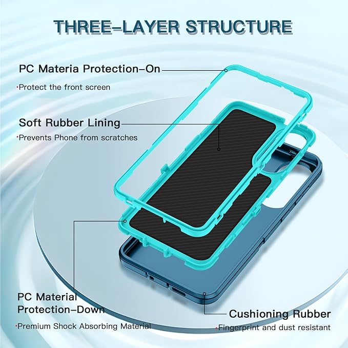 for Samsung Galaxy S25 Edge Case Heavy Duty Protective Shockproof Dropproof 3-Layer Full Body Protection [Without Screen Protector] Tough Rugged Case for Galaxy S25 Edge,Turquoise