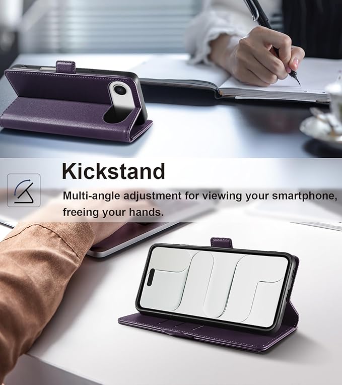Wallet Flip Case for iPhone 17 Air 5G - [RFID Blocking] Luxury PU Leather Card Holder Magnetic Phone Cover with Kickstand,Shockproof Protective Case,Purple