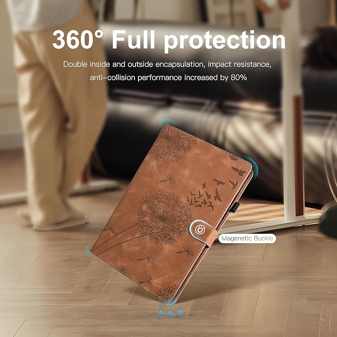 Tablet Cover for Lenovo Tab M11 TB-330FU, Dandelion Design with Kickstand for Pencil Holder, Magnetic Closure, Compatible with Lenovo Tablet K11 TB-330XU / M11 11 Inch Case Brown