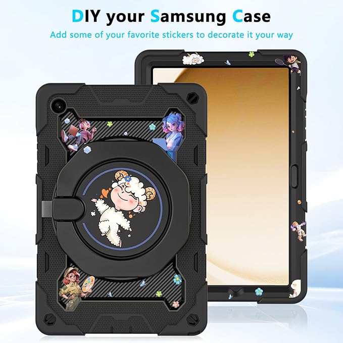 ROISKIN Case for Galaxy Tab A9 Plus 5G/ A9+ 11 Inch with HD Screen Protector & Shoulder Strap,Heavy Duty Military Case for Samsung Galaxy A9 Plus SM-X210/X216/X218 - Rotating Stand for Kids