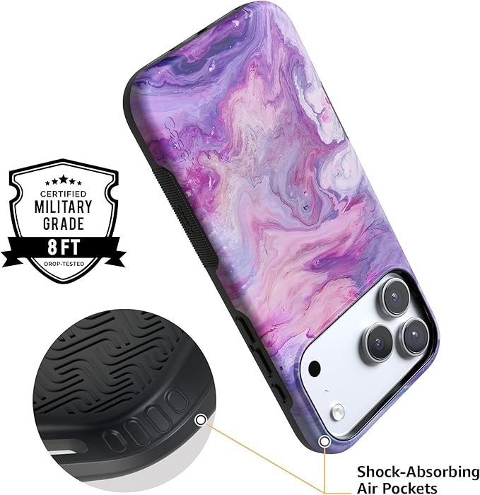 Casely iPhone 17 Pro Case | Tie Dying Over You | Purple Marble | Compatible with MagSafe | Bold Protective Design